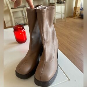 Brown leather boots